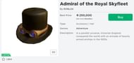 The Admiral of the Royal Skyfleet accessory from the Roblox Avatar Shop. (Image via Roblox.com)